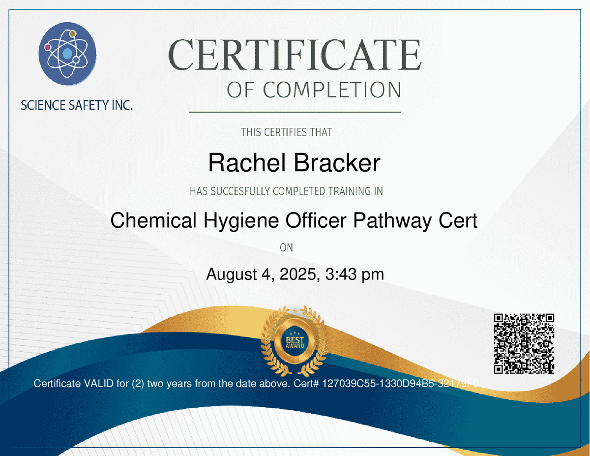 Science Safety Certificate