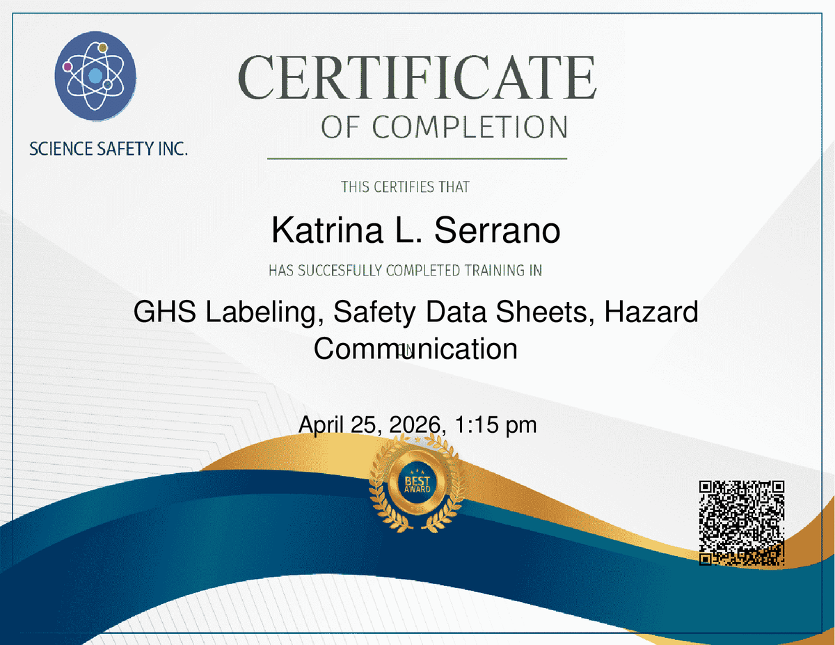 Science Safety Certificate