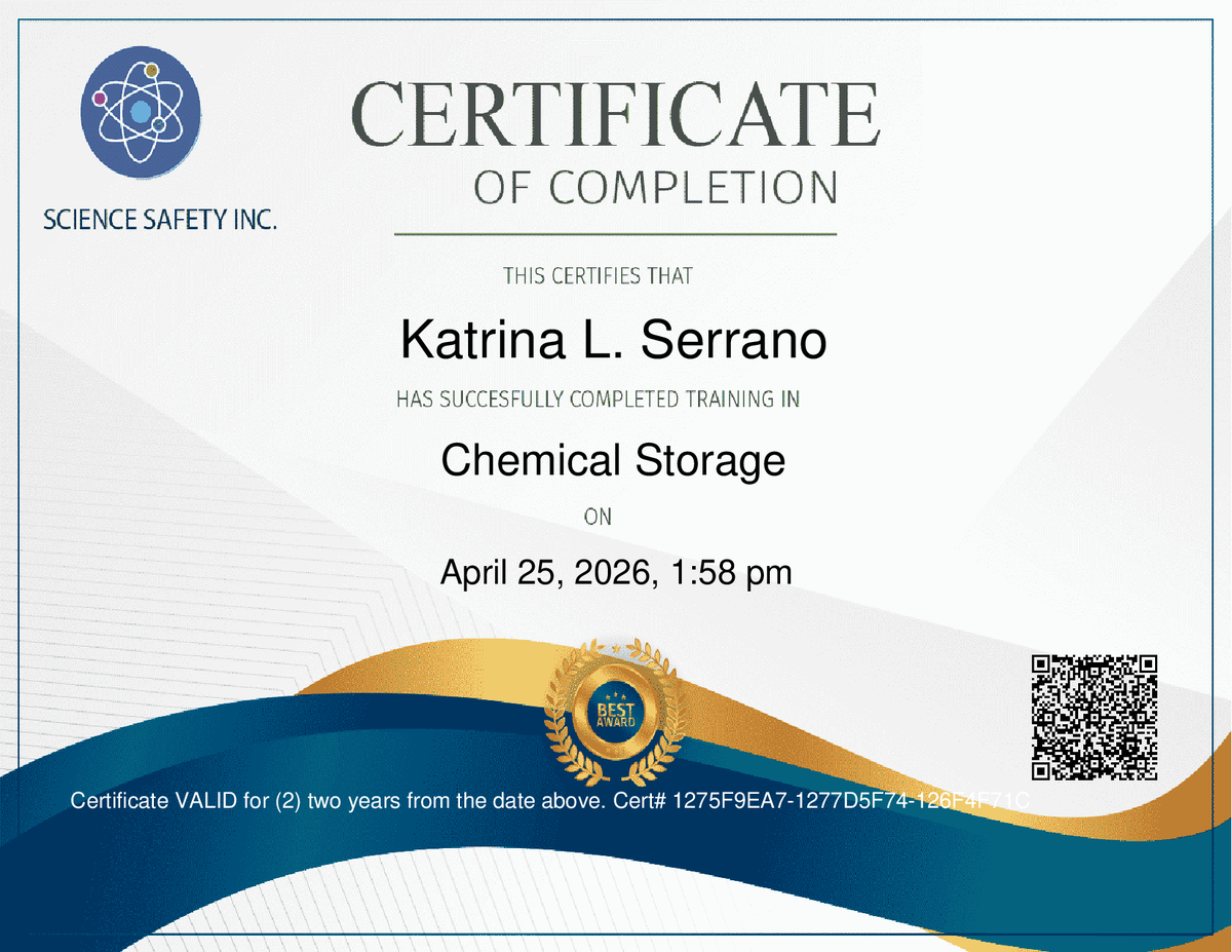 Science Safety Certificate