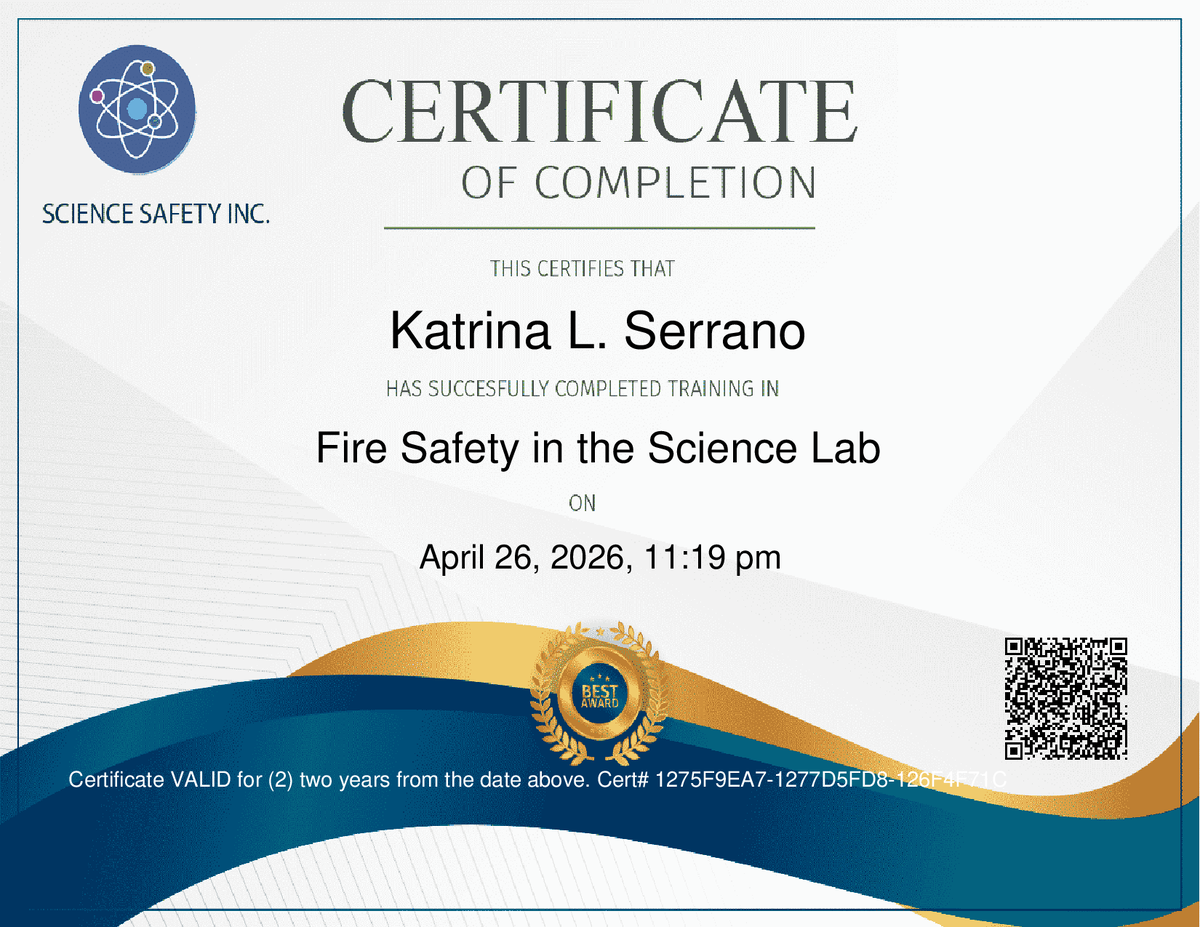 Science Safety Certificate