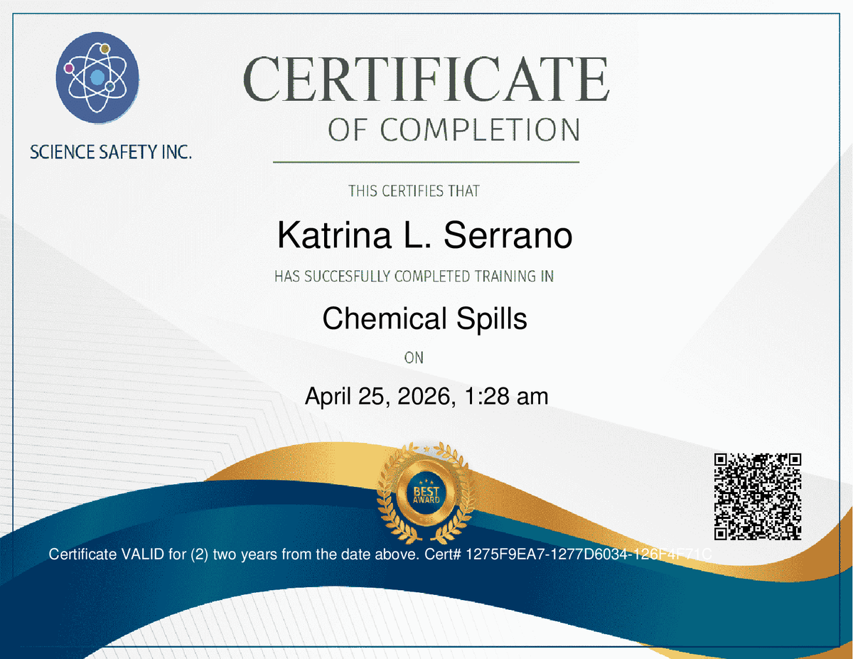 Science Safety Certificate