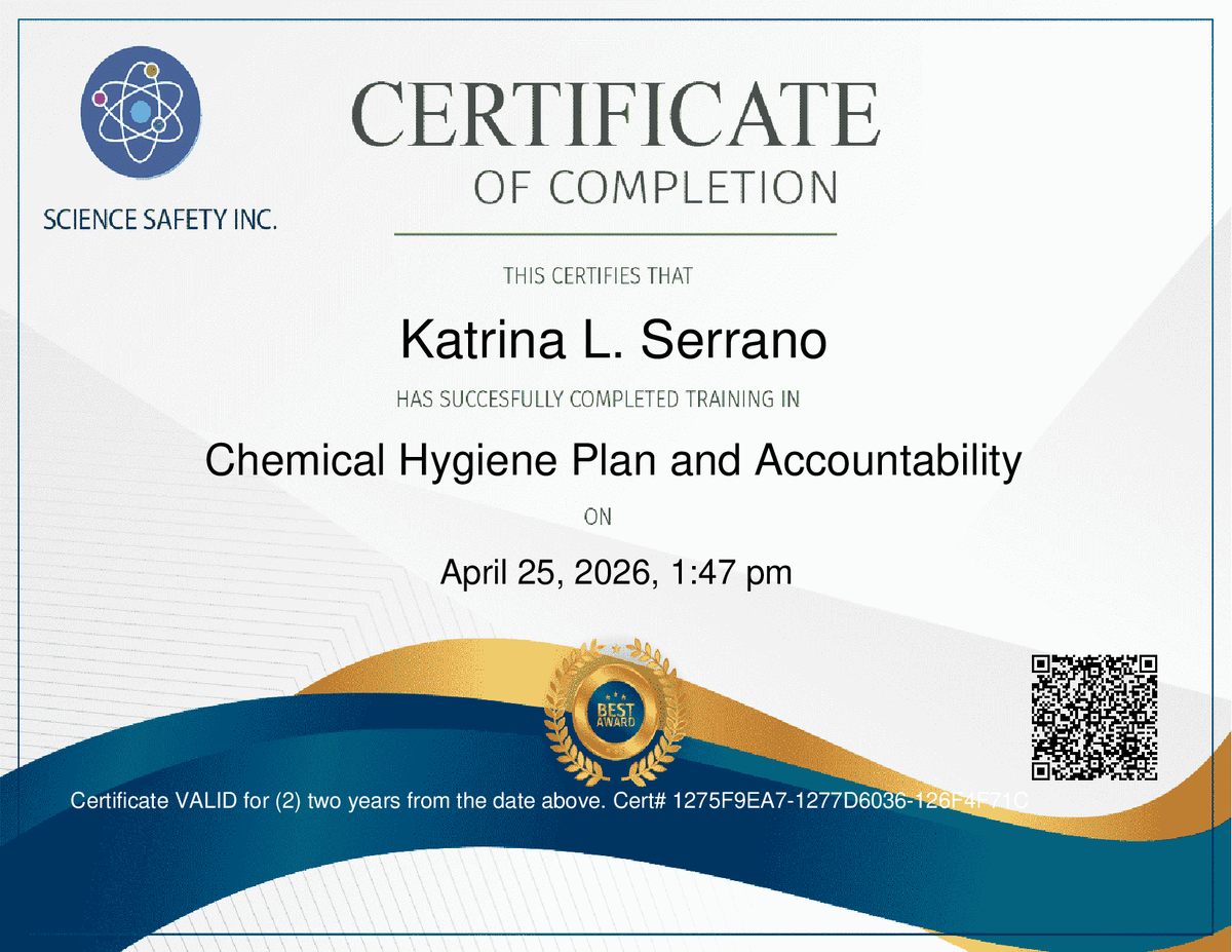 Science Safety Certificate
