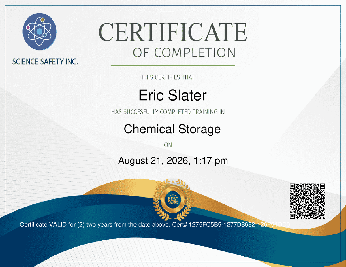 Science Safety Certificate