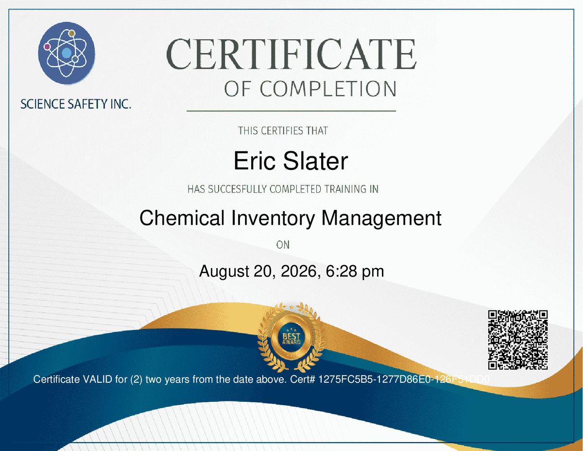 Science Safety Certificate
