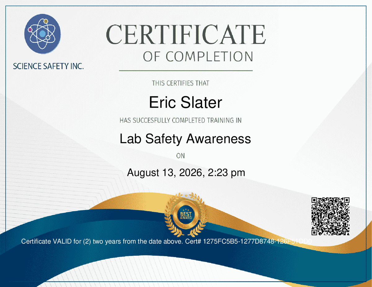 Science Safety Certificate