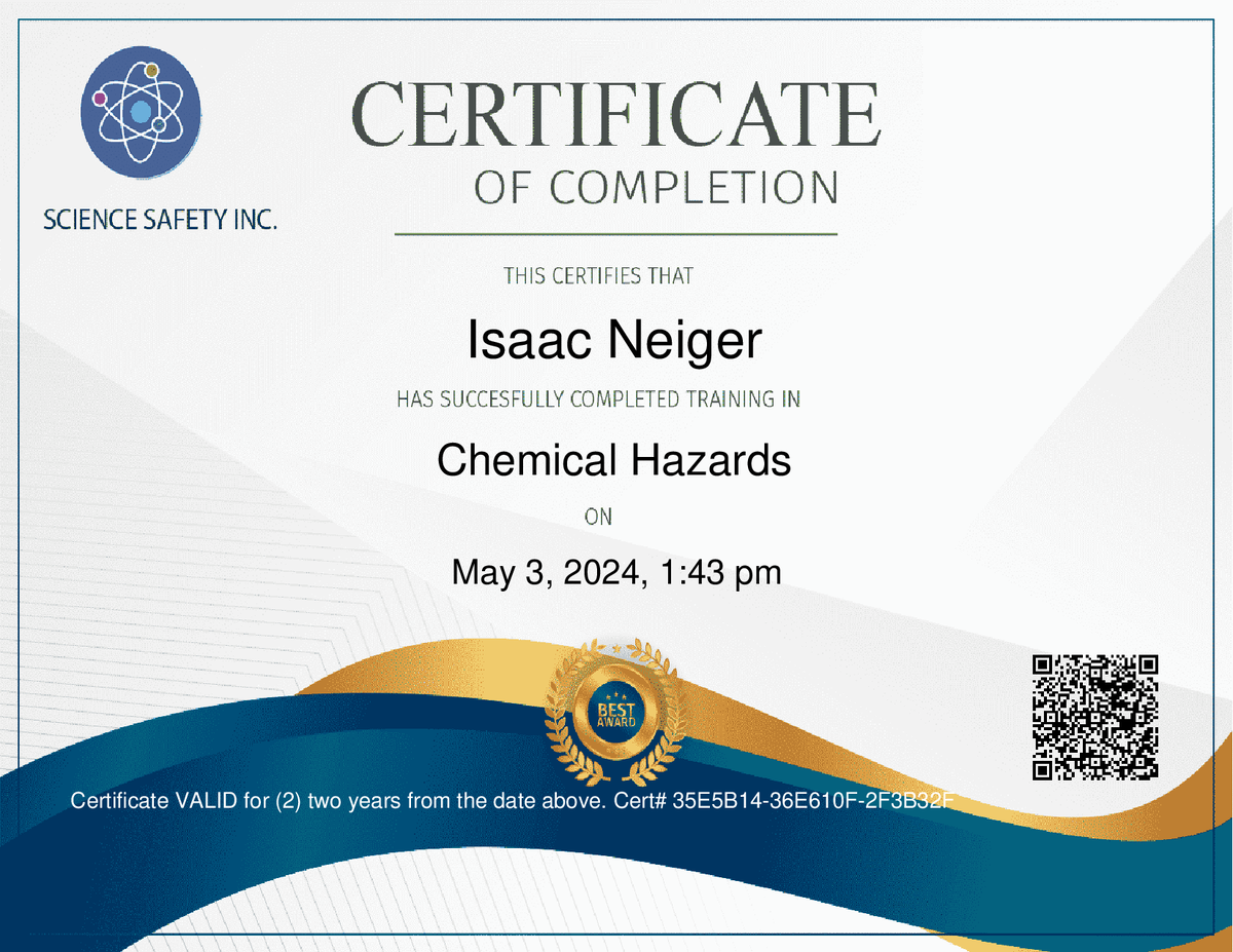 Science Safety Certificate