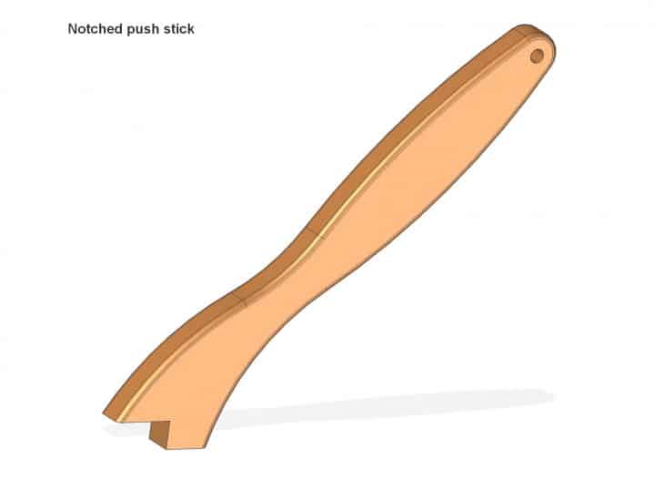 Drawing of a notched push stick
