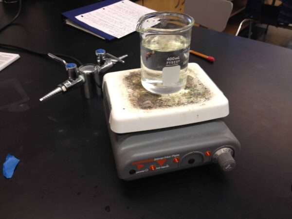 Beaker of water on a hot plate