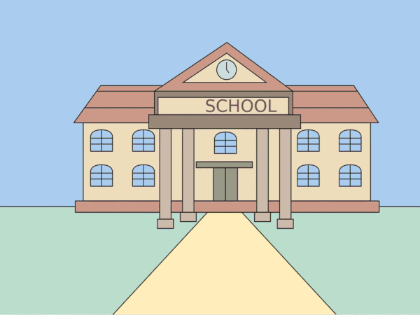 School building illustration | Science Safety Illustration of a school building with a path leading to the front door