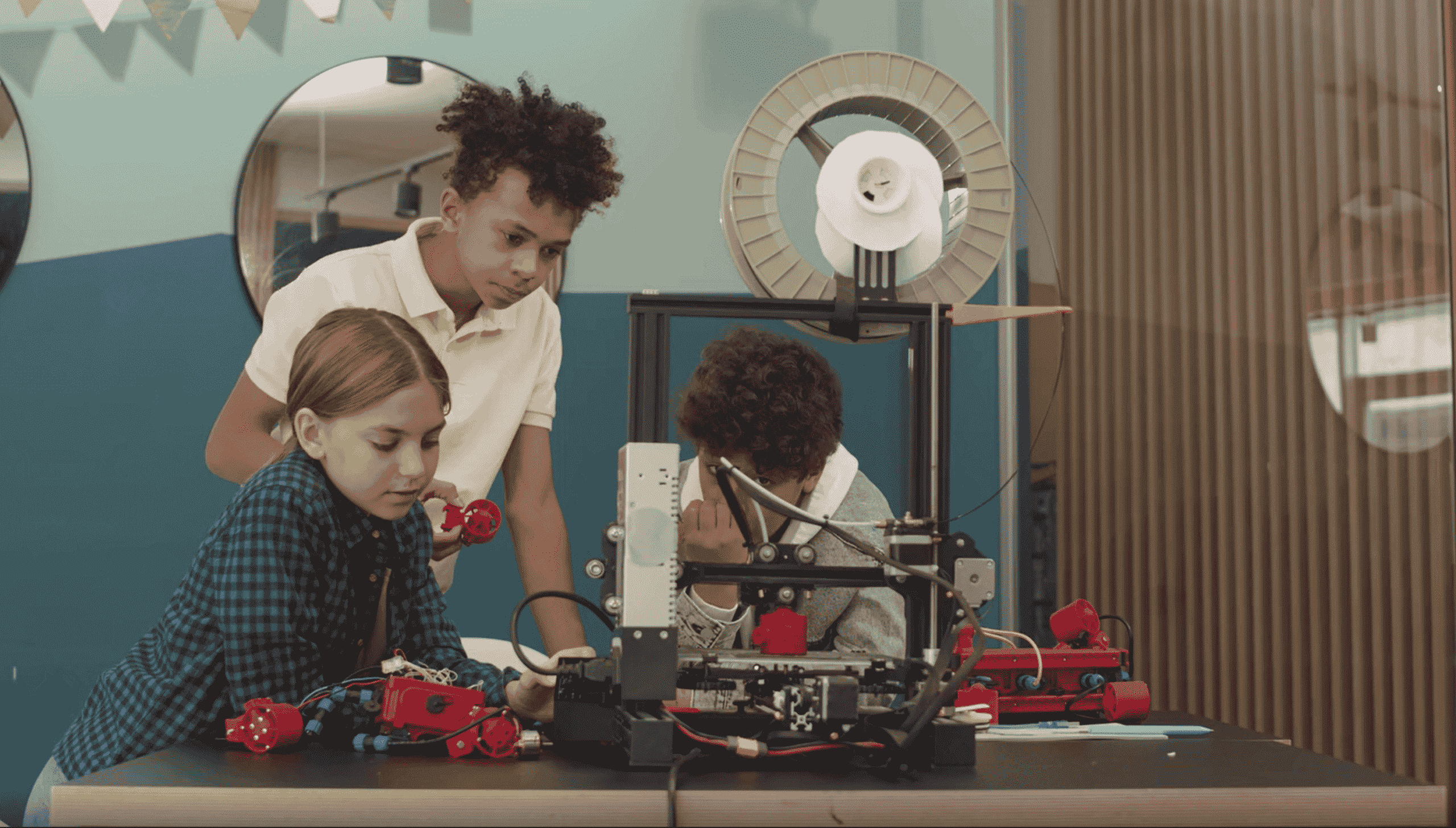 stem students working | Science Safety | Science Safety Students working together at a 3D printer in a STEM lab
