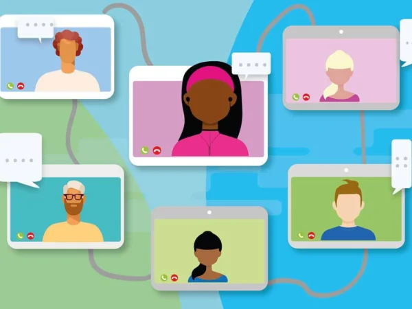 Illustration of several people on a video conference call