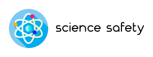 Science Safety logo, an atom symbol with the words science safety