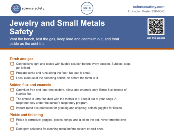 Jewelry and Small Metals Safety Poster