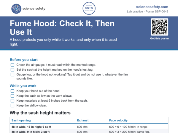 Fume Hood: Check It, Then Use It Poster
