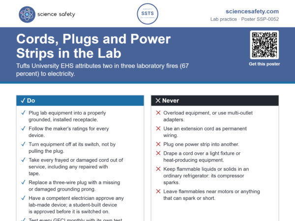 Cords, Plugs and Power Strips in the Lab Poster