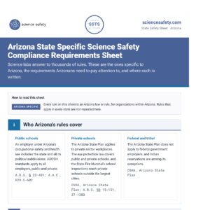 Arizona State Specific Science Safety Compliance Requirements Sheet
