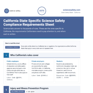 California State Specific Science Safety Compliance Requirements Sheet