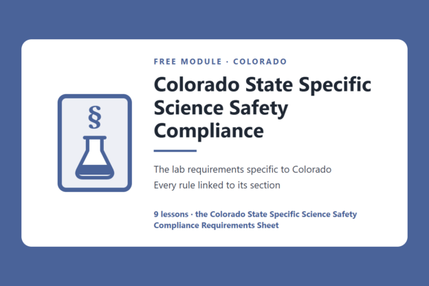Colorado State Specific Science Safety Compliance course image | Science Safety Colorado science lab safety rules and requirements, free module
