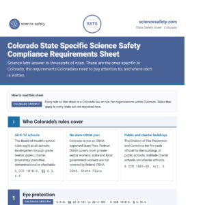 Colorado State Specific Science Safety Compliance Requirements Sheet