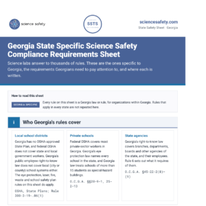 Georgia State Specific Science Safety Compliance Requirements Sheet