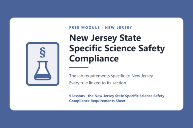 New Jersey State Specific Science Safety Compliance course image | Science Safety New Jersey science lab safety rules and requirements, free module
