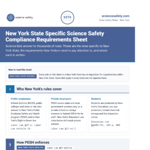 New York State Specific Science Safety Compliance Requirements Sheet