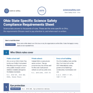 Ohio State Specific Science Safety Compliance Requirements Sheet